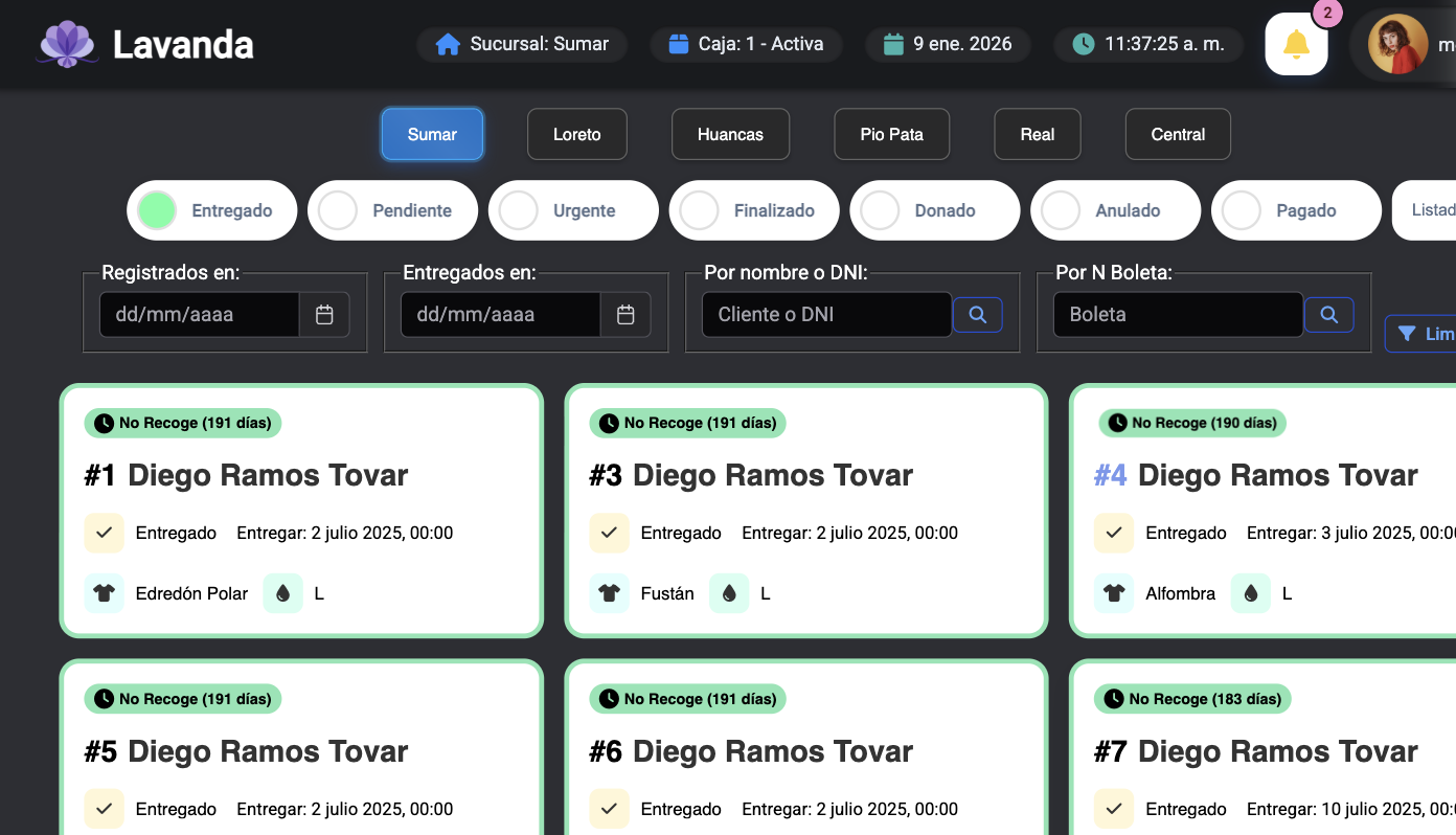 Búsqueda de ordenes entregadas